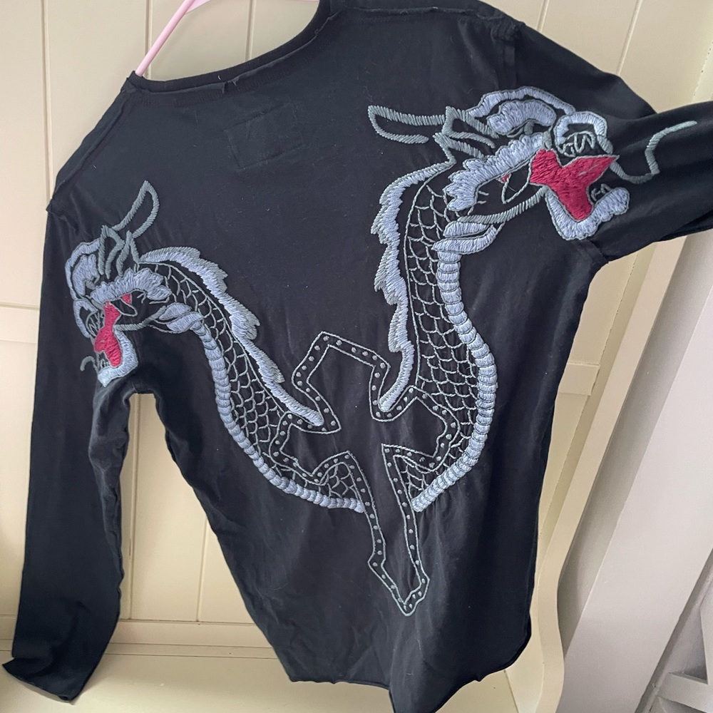 Mens Dragon stitch print Long Sleeve Shirt